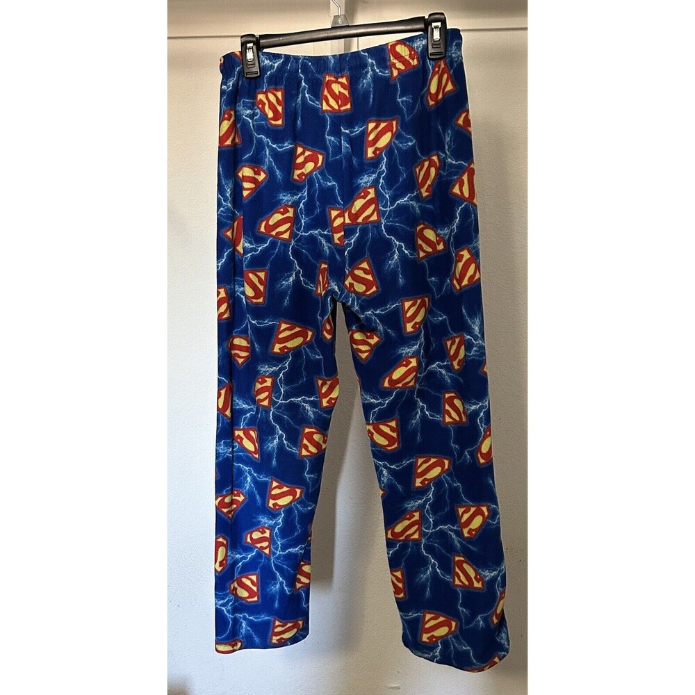 Superman Men's M Fleece Pajama Comfy Pants DC Comics All Over Print Logo
